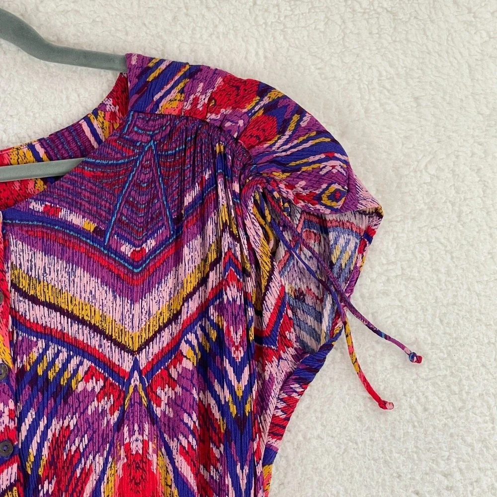 Free‎ People Dream All Night Printed Playsuit Romper Womens Short Sleeve Size XS